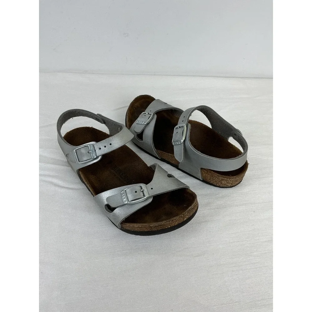 Silver Birkenstocks Rio size 30 Kids Size 12